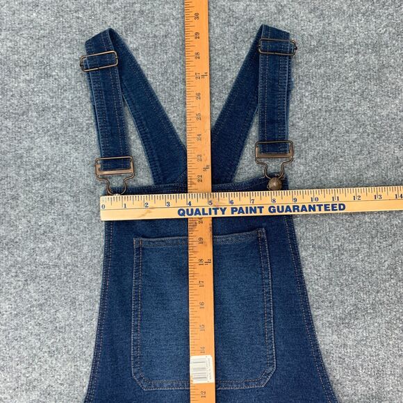 Blue Spice Knit French Terry Shortalls Womens L Large Denim Anti Blue Pockets - Picture 7 of 15